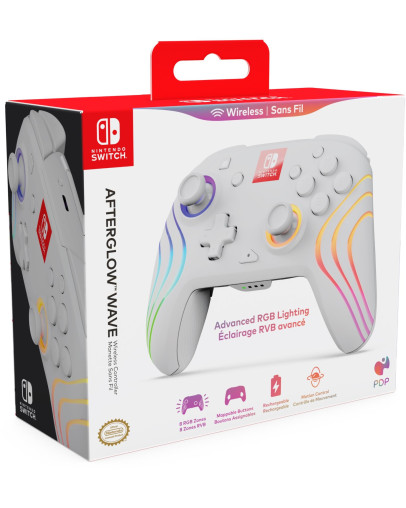 PDP brezžični kontroler Afterglow Wave bele barve za Nintendo Switch 1 & 2