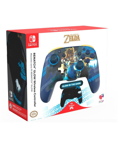 PDP brezžični kontroler Rematch Glow Link Hero svetleč v temi za Nintendo Switch 1 & 2