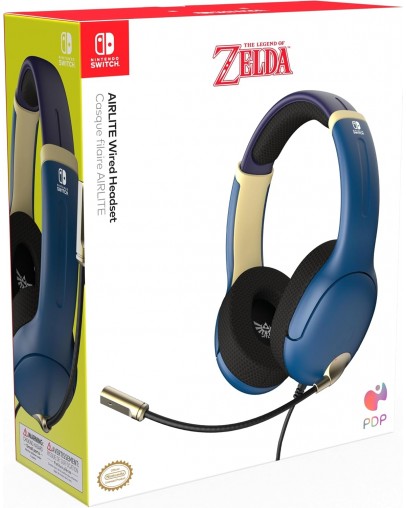 PDP žične slušalke Airlite v barvi Hyrule Blue za Nintendo Switch
