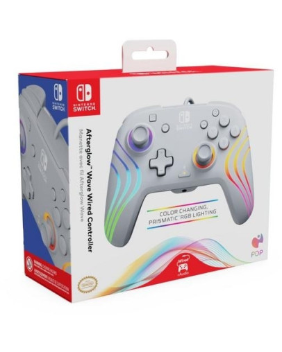 PDP žični kontroler Afterglow Wave sive barve za Nintendo Switch 1 & 2