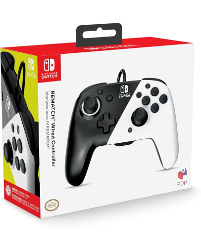 PDP žični kontroler Faceoff Deluxe+ z avdio priključkom črno-bele barve za Nintendo Switch