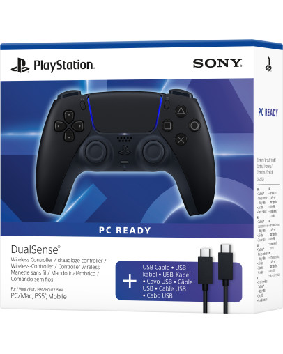 Playstation 5 DualSense v3 brezžični kontroler črne barve z USB kablom za PC & PS5