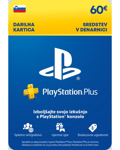 Sony PlayStation Plus predplačniška kartica 60 EUR (PS5 | PS4)