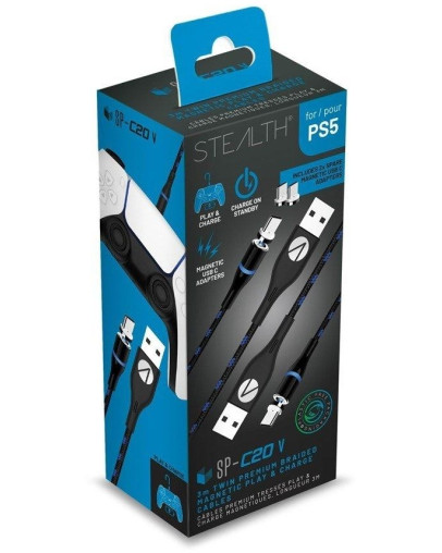 Stealth komplet dveh 3m magnetnih polnilnih kablov za PS5