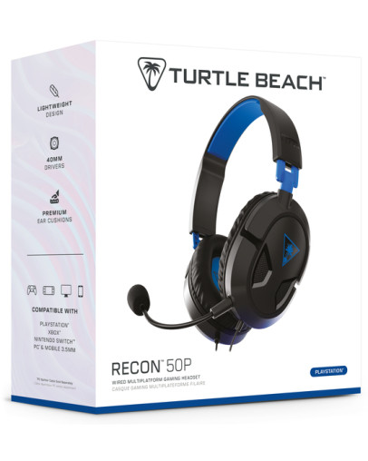 Turtle Beach Recon 50P žične slušalke črno-modre barve za PC & PS5 & PS4 & Switch & Xbox Series & Xbox One