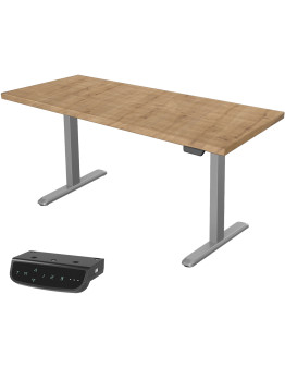 UVI Standard V2 električna dvižna miza Chalet Oak s sivim okvirom