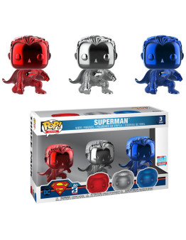 Funko Pop Movies Justice League 3Pk Superman Landing Chrome Convention 2018