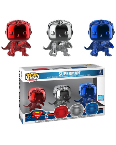 Funko Pop Movies Justice League 3Pk Superman Landing Chrome Convention 2018 Funko Pop Movies Justice League 3Pk Superman Landing Chrome Convention 2018