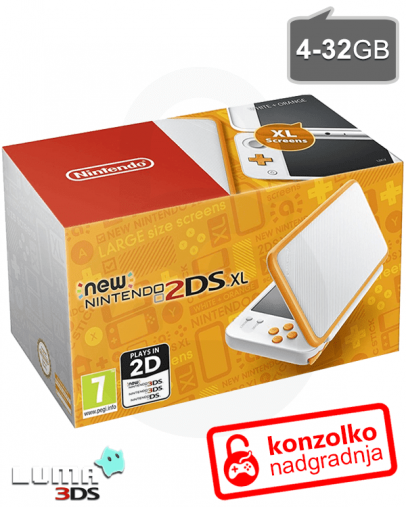 Nintendo NEW 2DS XL oranžno-bel + MicroSD 4GB + Boot9strap + Luma3DS + Homebrew