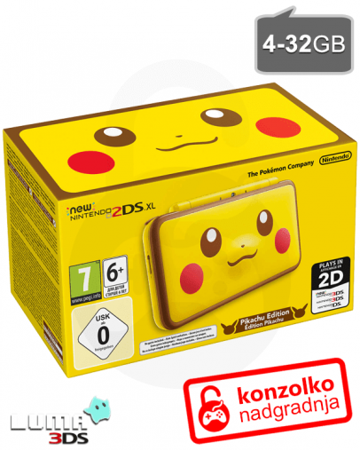 Nintendo NEW 2DS XL Pikachu Edition + MicroSD 4GB + Boot9strap + Luma3DS + Homebrew