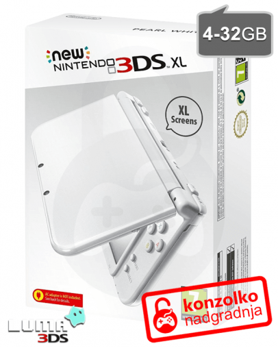 Nintendo NEW 3DS XL bel + MicroSD 4GB + Boot9strap + Luma3DS + Homebrew + napajalnik