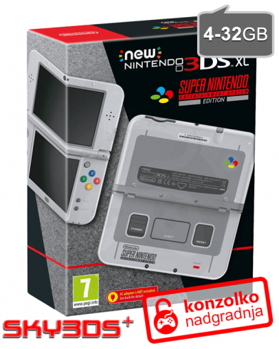 Nintendo NEW 3DS XL SNES Edition + SKY3DS+ (3DS igre) + MicroSD 4GB + napajalnik