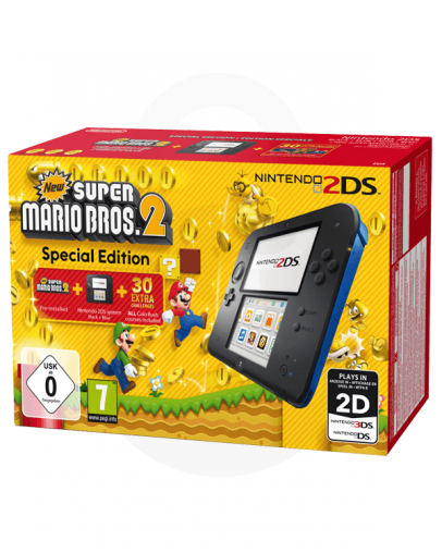 Nintendo 2DS modro-črna + SD 4GB + Super Mario Bros 2 + napajalnik