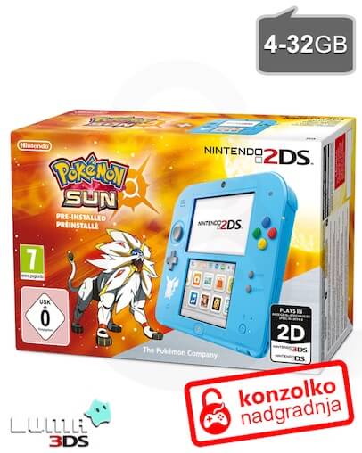 Rabljeno - Nintendo 2DS Pokemon Limited Edition + MicroSD 8GB + Boot9strap + Luma3DS + Homebrew