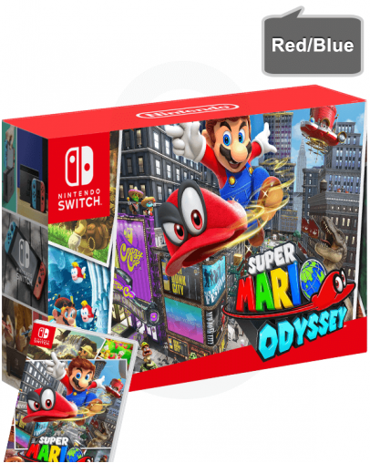 Nintendo Switch + Mario Odyssey, rdeče-moder