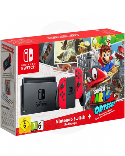 Rabljeno Nintendo Switch z rdečim (red) Joy-Con kontrolerji + Super Mario Odyssey