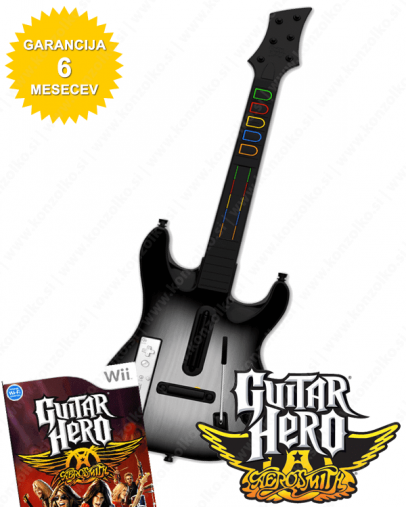 Rabljeno - Nintendo Wii Guitar Hero Aerosmith Brezžicna Kitara + Garancija