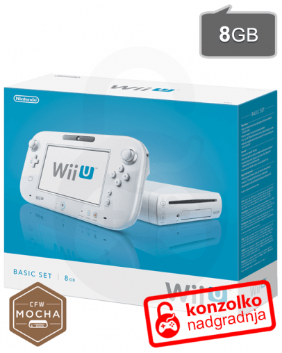 Rabljeno - Nintendo Wii U Basic 8GB bel + Mocha CFW Ultimate + Garancija