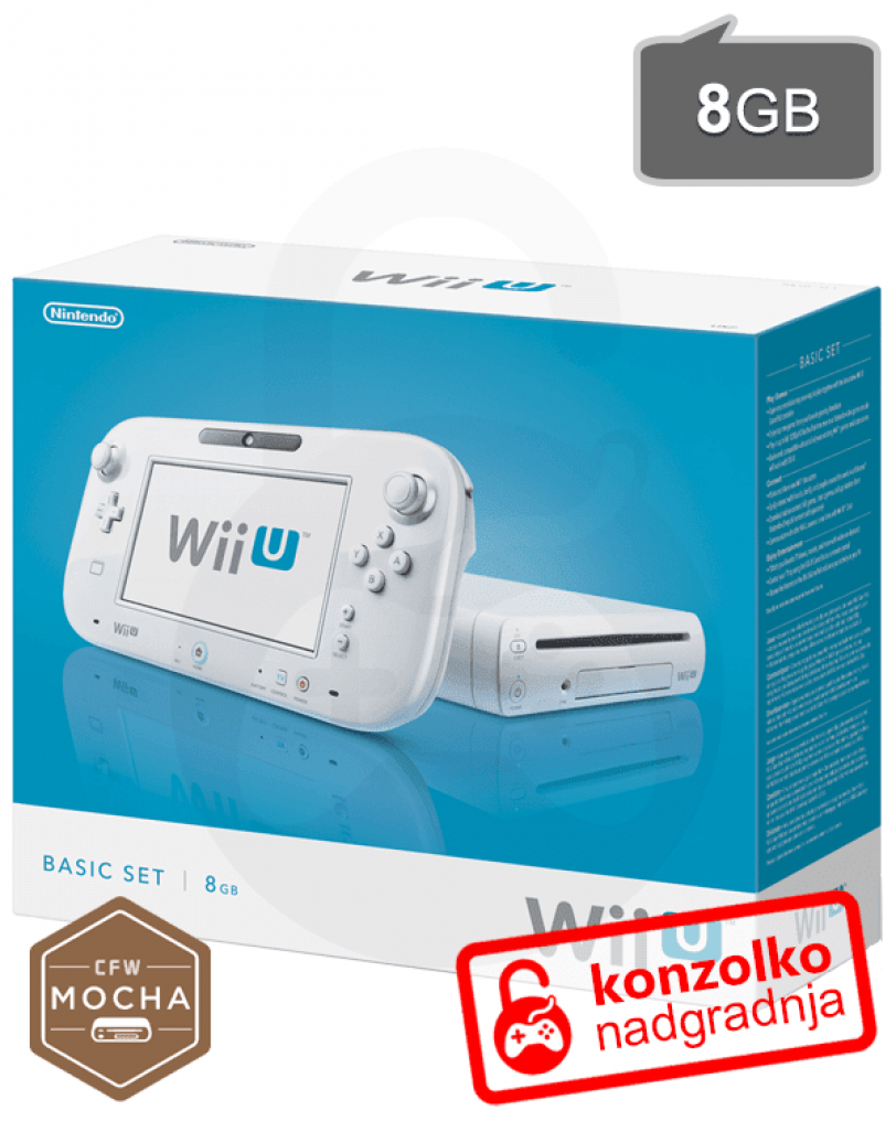 Rabljeno Nintendo Wii U Basic 8GB bel + Mocha CFW Ultimate + Garancija