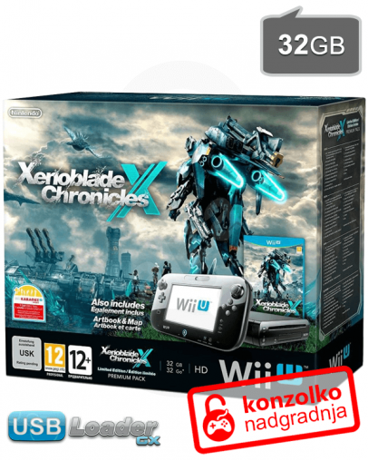 Nintendo Wii U Premium 32GB črn + Xenoblade Chronicles + softmod PRO v5 + USB Loader GX