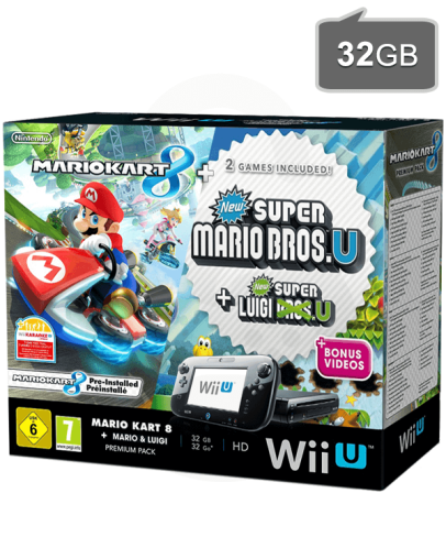 Nintendo Wii U Premium 32GB črn + Mario Kart 8 + New Super Mario + Bonus Nintendo Wii U Premium 32GB črn + Mario Kart 8 + New Super Mario + Bonus