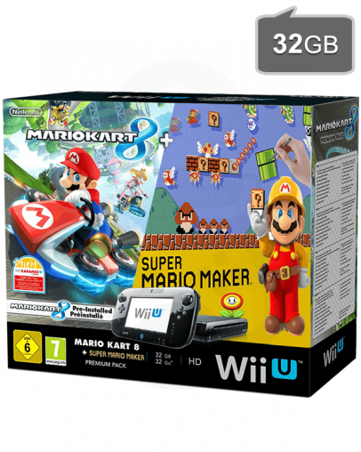Nintendo Wii U Premium 32GB črn + Mario Kart 8 + Super Mario Maker + Amiibo