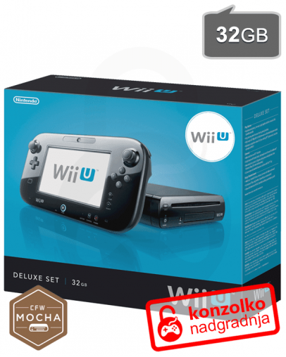 Rabljeno - Nintendo Wii U Premium 32GB + odklep + SD 64GB + 1 leto garancije
