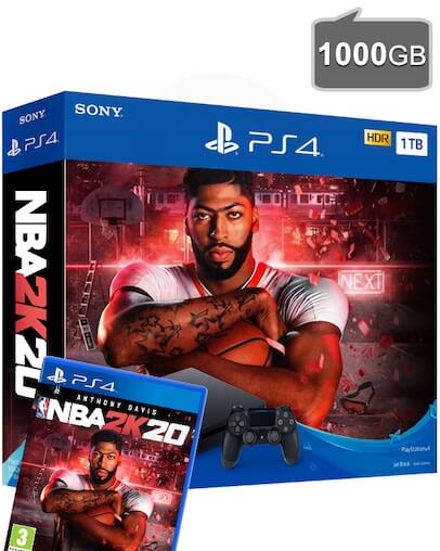 PlayStation 4 (PS4) Slim 1000GB + NBA 2K20