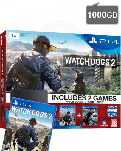 PlayStation 4 (PS4) Slim 1000GB (CUH-200xB) + Watch Dogs 2