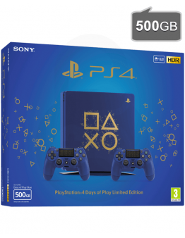 Obnovljen PlayStation 4 (PS4) Slim 500GB + Dodatni PS4 Kontroler Days of Play Limited Edition (Možen Jailbreak)