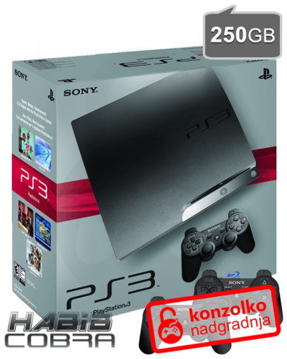 Rabljeno - Playstation 3 (PS3) Slim 250GB + 2x Kontroler + Jailbreak PRO Ultimate + Garancija