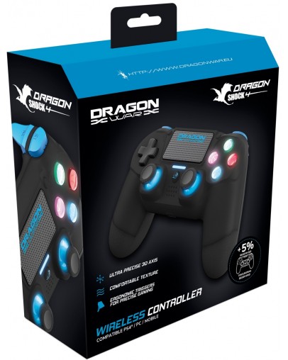DragonWar Dragon Shock 4 brezžični kontroler črn (PS4)
