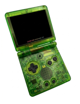 Obnovljen Nintendo Game Boy Advance SP IPS V4, novo prozorno-zeleno ohišje + 2 leti garancije