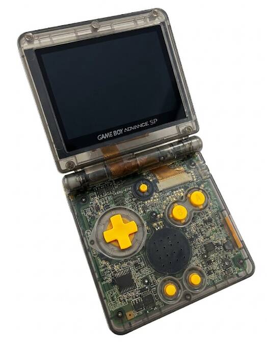 Obnovljen Nintendo Game Boy Advance SP IPS V4 novo prozorno-črno ohišje + 2 leti garancije