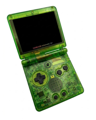 Obnovljen Nintendo Game Boy Advance SP IPS V4, novo prozorno-zeleno ohišje + 2 leti garancije Obnovljen Nintendo Game Boy Advance SP IPS V4, novo prozorno-zeleno ohišje + 2 leti garancije