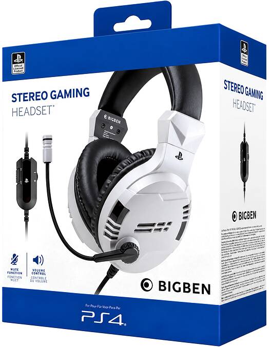 BigBen gaming žične slušalke v3 bele barve PS4 & PS5