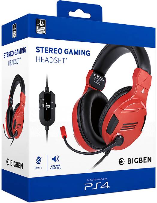 BigBen gaming žične slušalke v3 rdeče barve PS4 & PS5
