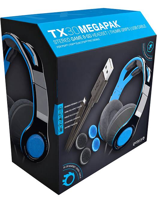 Gioteck TX-30 Megapack žične stereo slušalke modro-črne barve za PS4 & PS5 & Xbox One & Xbox Series