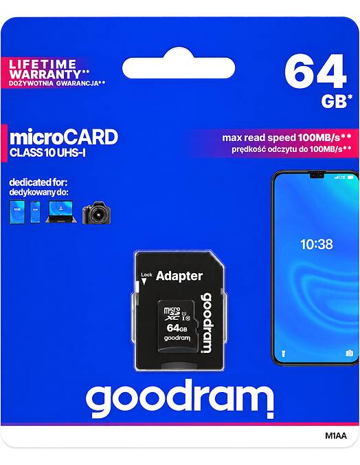 Goodram spominska kartica MicroSDXC 64GB za Nintendo Switch & 3DS & Wii & PSP & GSM