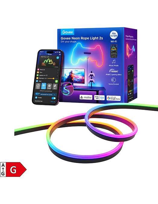 Govee Neon Rope svetlobni trak 2 črne barve dolžine 4 metre