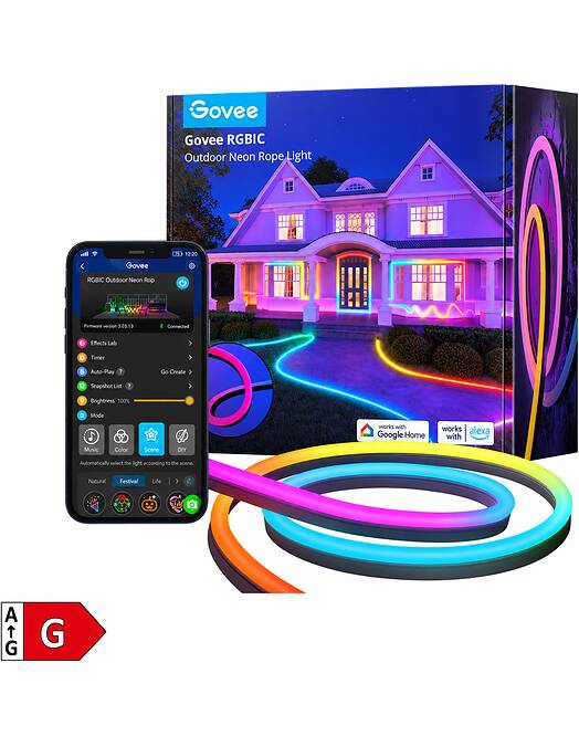 Govee RGBIC zunanji neonski svetlobni trak dolžine 10 metrov
