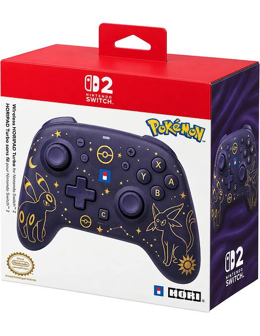 Hori Horipad Turbo Umbreon & Espeon brezžični kontroler vijolične barve za Nintendo Switch 1 & 2