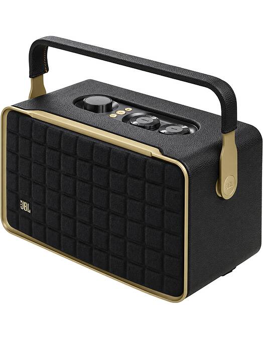 JBL Authentics 300 brezžični zvočnik v črno-zlati barvi