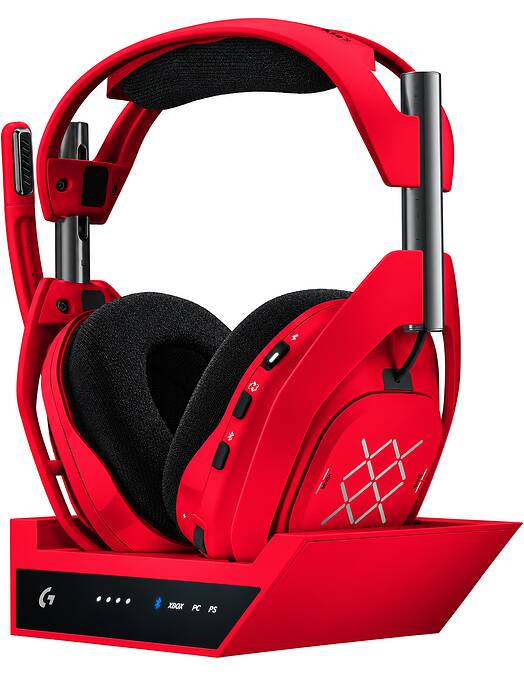 Logitech G Astro A50 X Lightspeed brezžične slušalke z bazno postajo rdeče barve za PC & igralne konzole