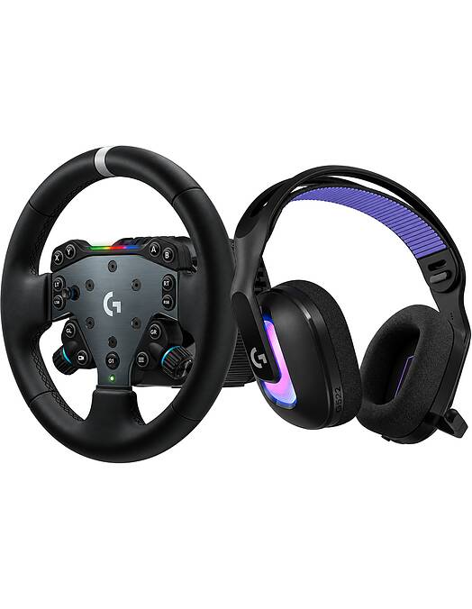 Logitech G RS50 sistem in brezžične igralne slušalke G522 Lightspeed črne barve za PS5 & PS4 & PC