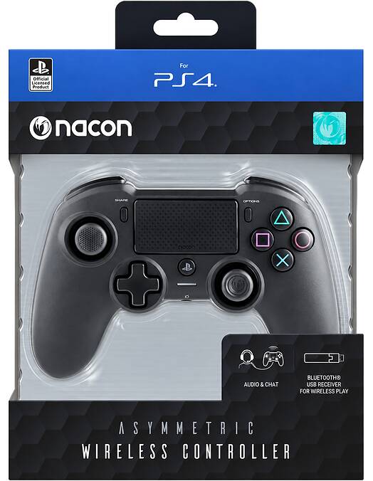 Obnovljen Nacon Asymmetric brezžični kontroler črne barve za PS4 & PC + 2 leti garancije