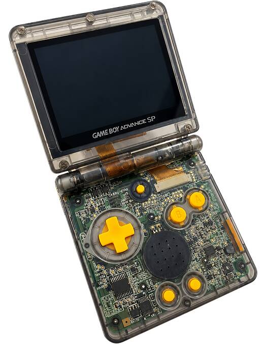 Obnovljen Nintendo Game Boy Advance SP IPS V4 novo prozorno-črno ohišje + 2 leti garancije