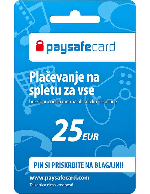 Paysafecard darilna kartica za 25 EUR - koda na papirju