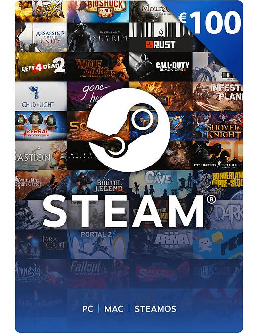 Steam predplačniška koda za 300 EUR - koda na papirju