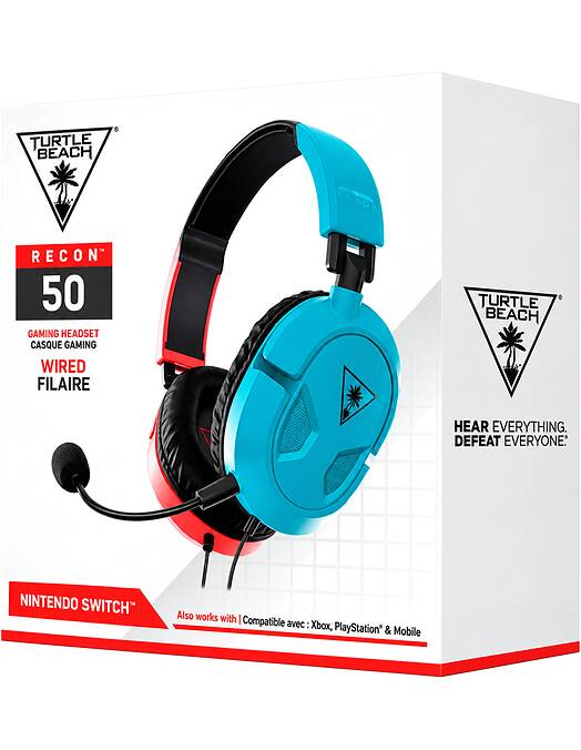 Turtle Beach Recon 50 žične slušalke rdeče-modre barve za PC & Switch & PS5 & PS4 & Xbox Series & Xbox One